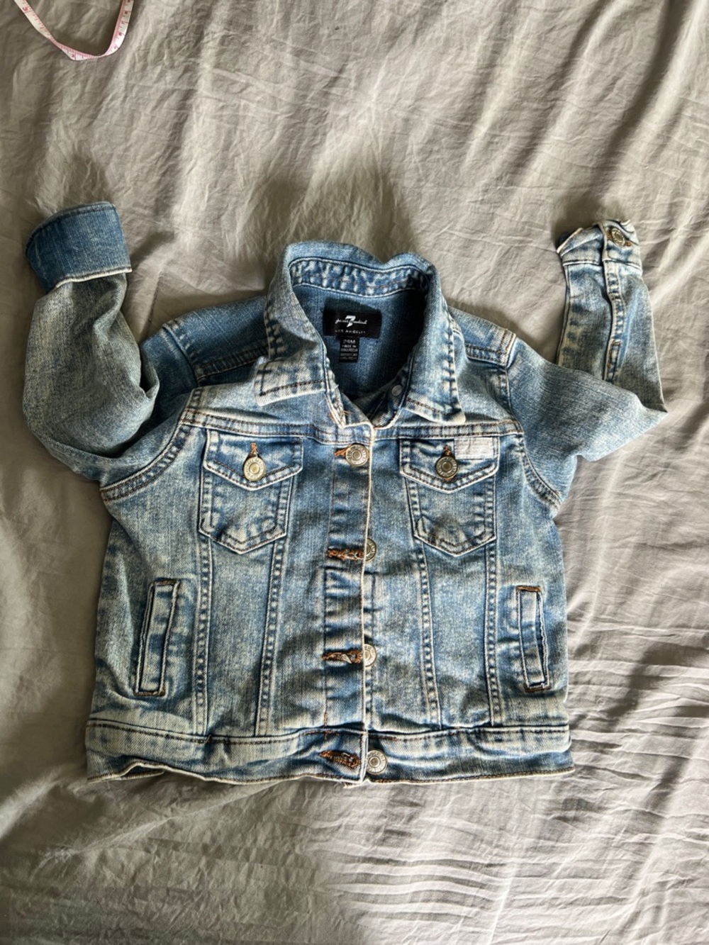 7 For All Mankind Kids Light Blue Distressed Denim Jacket